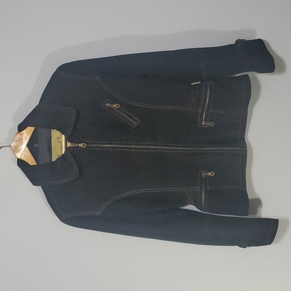 Lloyd Elliot's country club jacket women's size small black Leather Type zipper - Picture 1 of 16